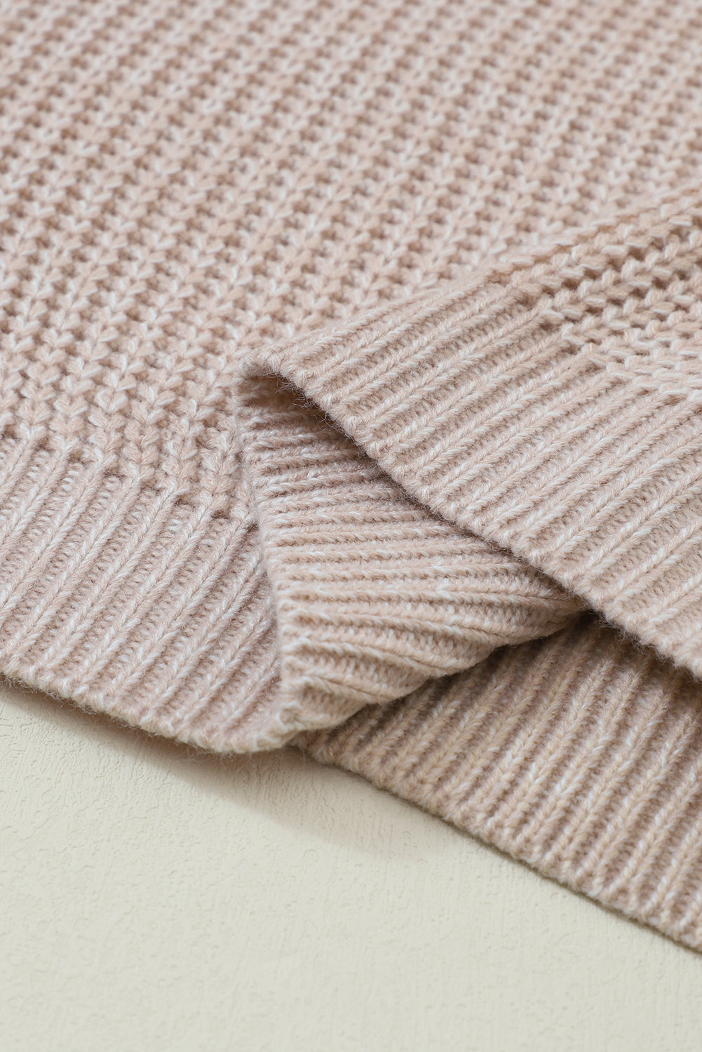 Outfit Flow - Cable-Knit Round Neck Dropped Shoulder Sweater