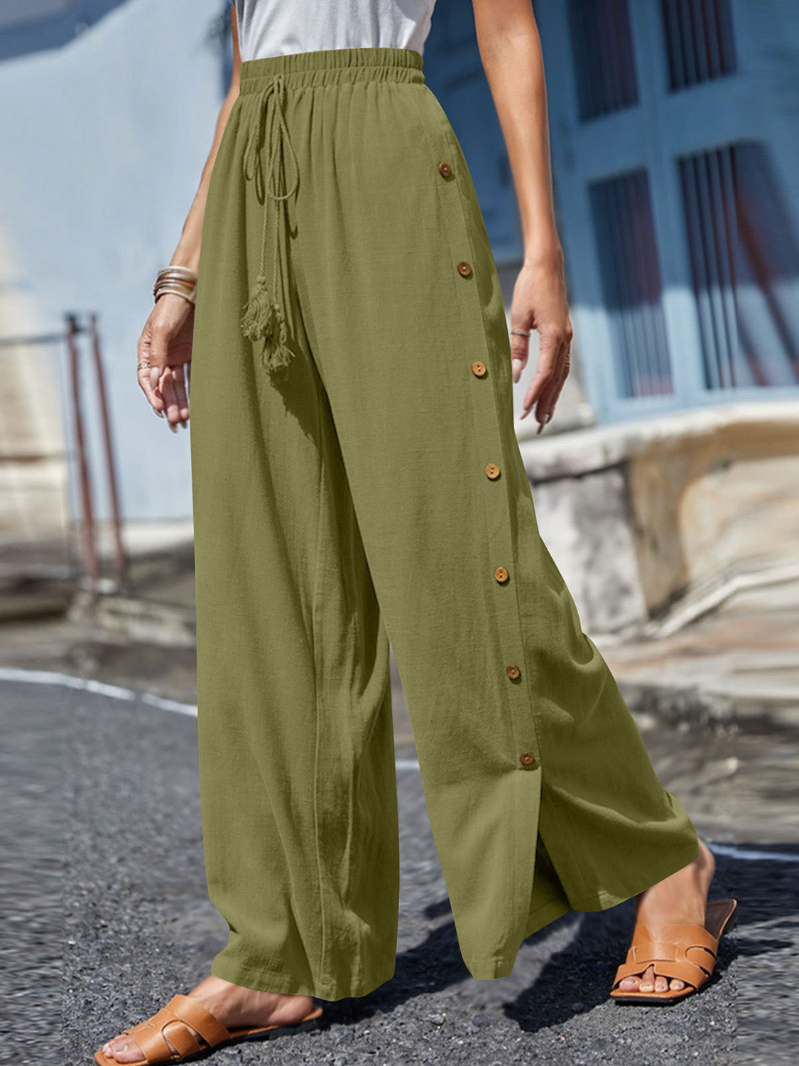 Outfit Flow - Full Size Tassel Wide Leg Pants