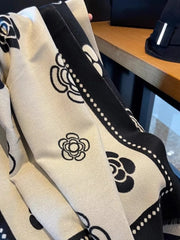 Floral Pattern Raw Hem Scarf OutfitFlow