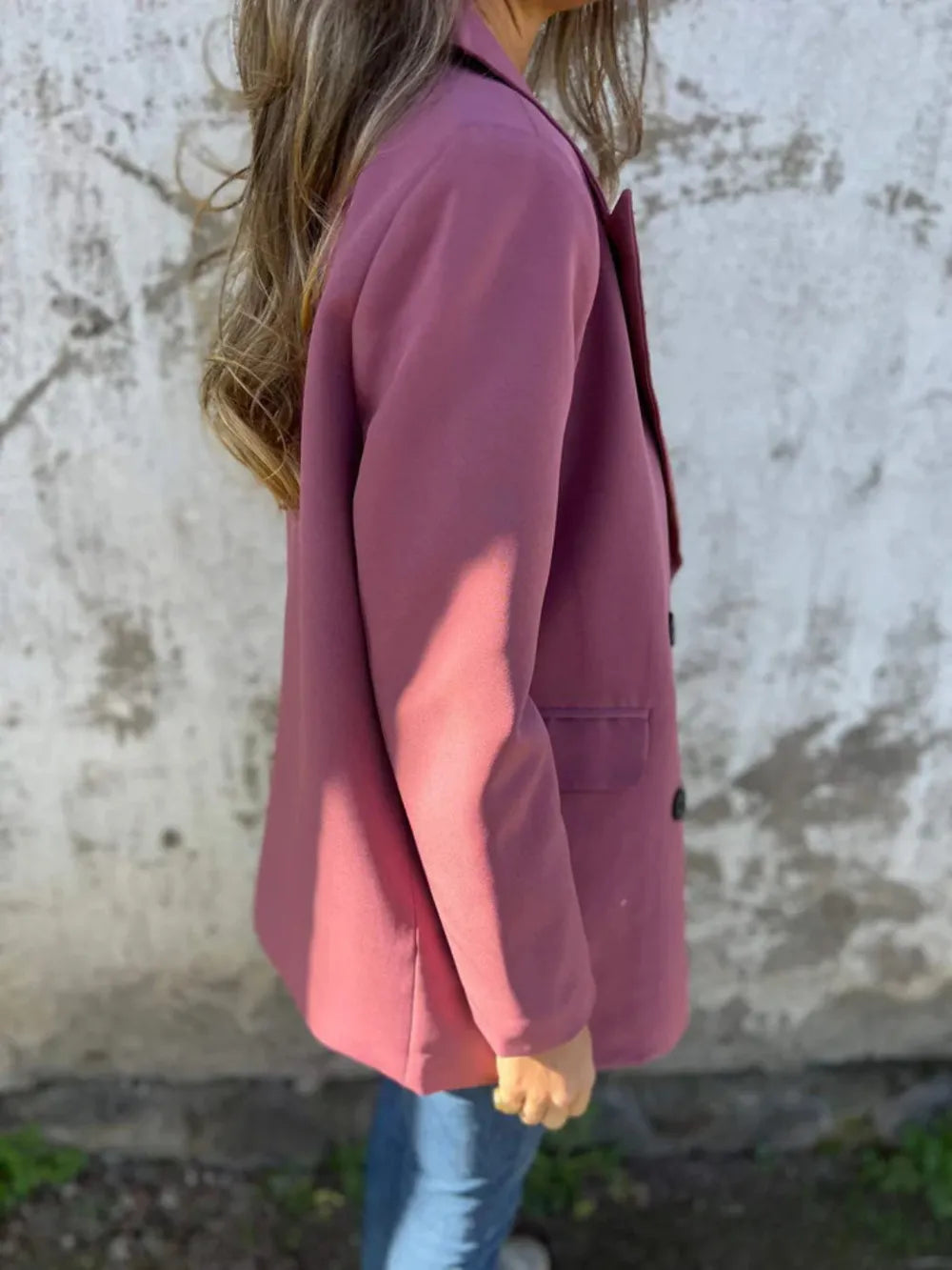 Full Size Collared Neck Long Sleeve Blazer Trendsi