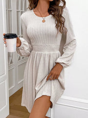 Textured Long Sleeve Mini Dress OutfitFlow