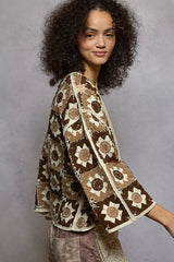 POL Open Front Cardigan with Varied Patterns Trendsi