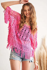 ADORA Fringe Hem Crochet Top OutfitFlow