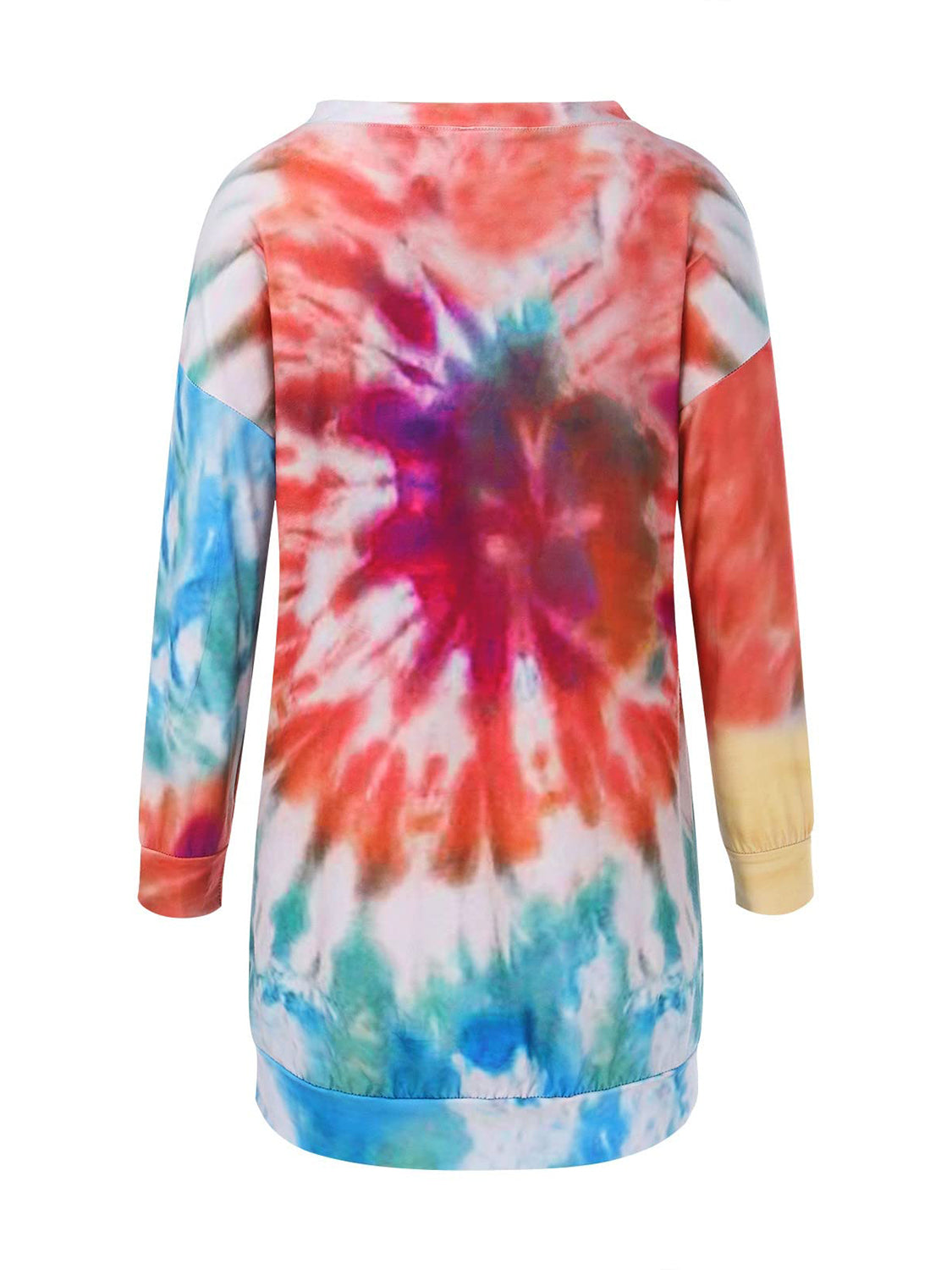 Outfit Flow - Full Size Tie-Dye Round Neck Long Sleeve Dress