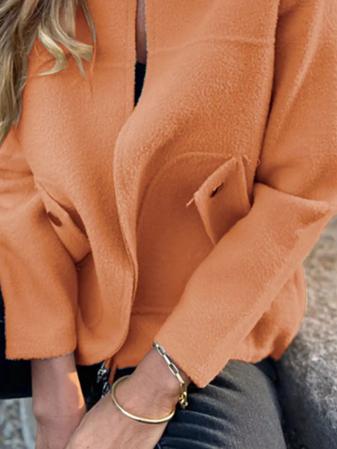 Full Size Textured Knit Zip Up Outerwear Plus Size Trendsi