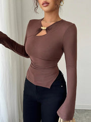 Cutout Long Sleeve T-Shirt OutfitFlow