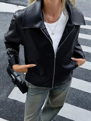 Zip Up Leather Jacket Trendsi
