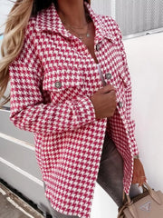 Houndstooth Button-Down Jacket OutfitFlow