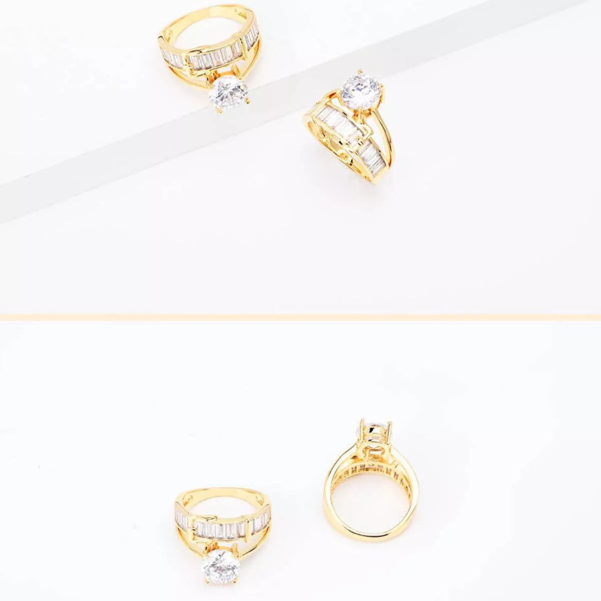 18K Gold-Plated Zircon Ring OutfitFlow