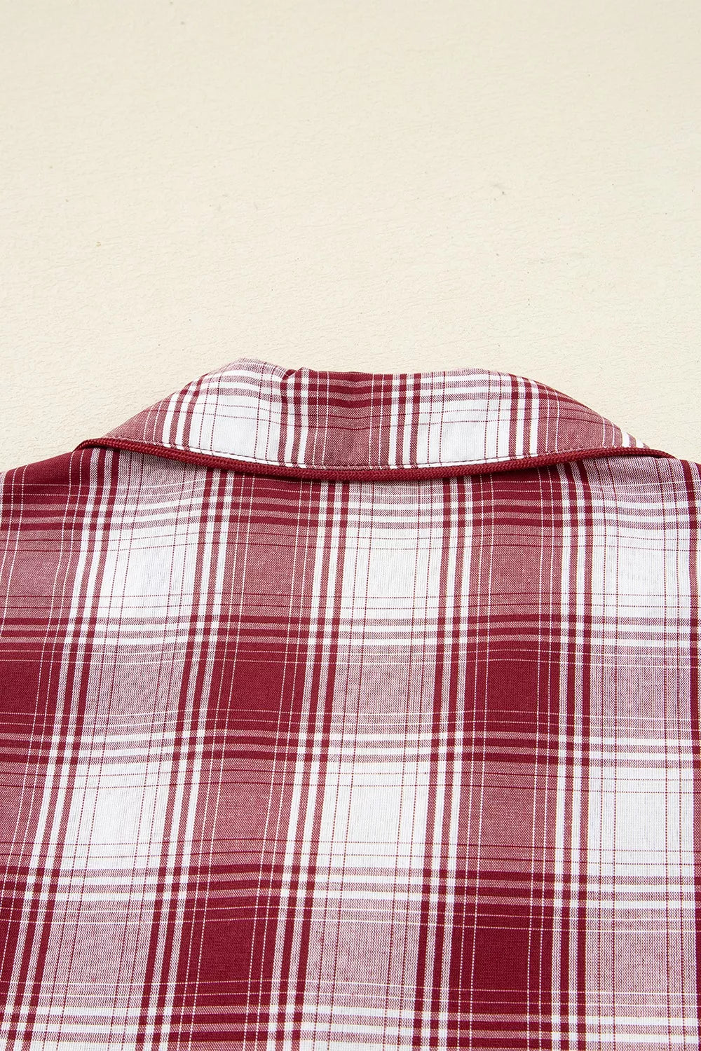 Plaid Long Sleeve Shirt and Drawstring Shorts Lounge Set OutfitFlow