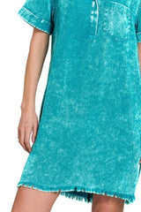 Zenana Tencel Mineral Washed Collared Shirts Dress OutfitFlow