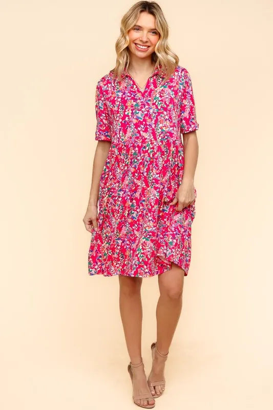 Haptics Johnny Collar Babydoll Dress with Side Pockets OutfitFlow