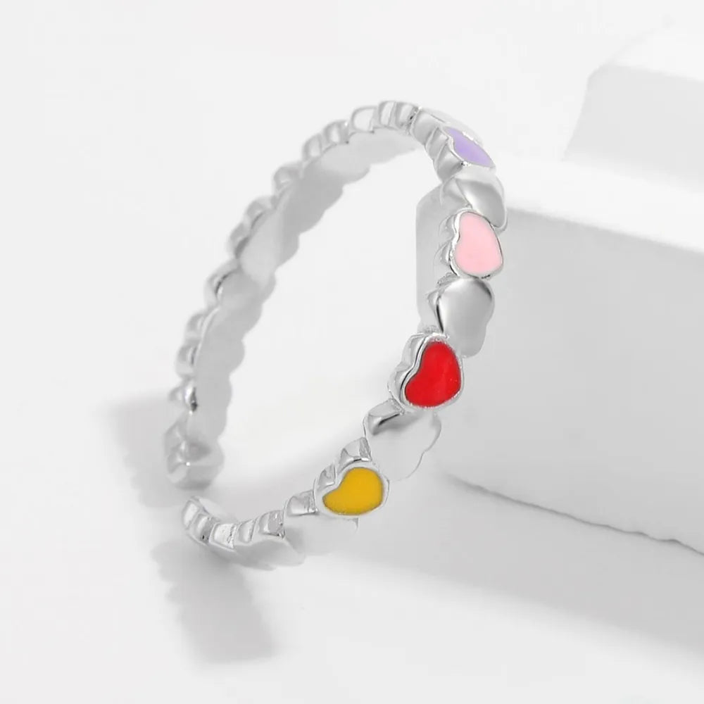 925 Sterling Silver Drip Oil Heart Ring OutfitFlow