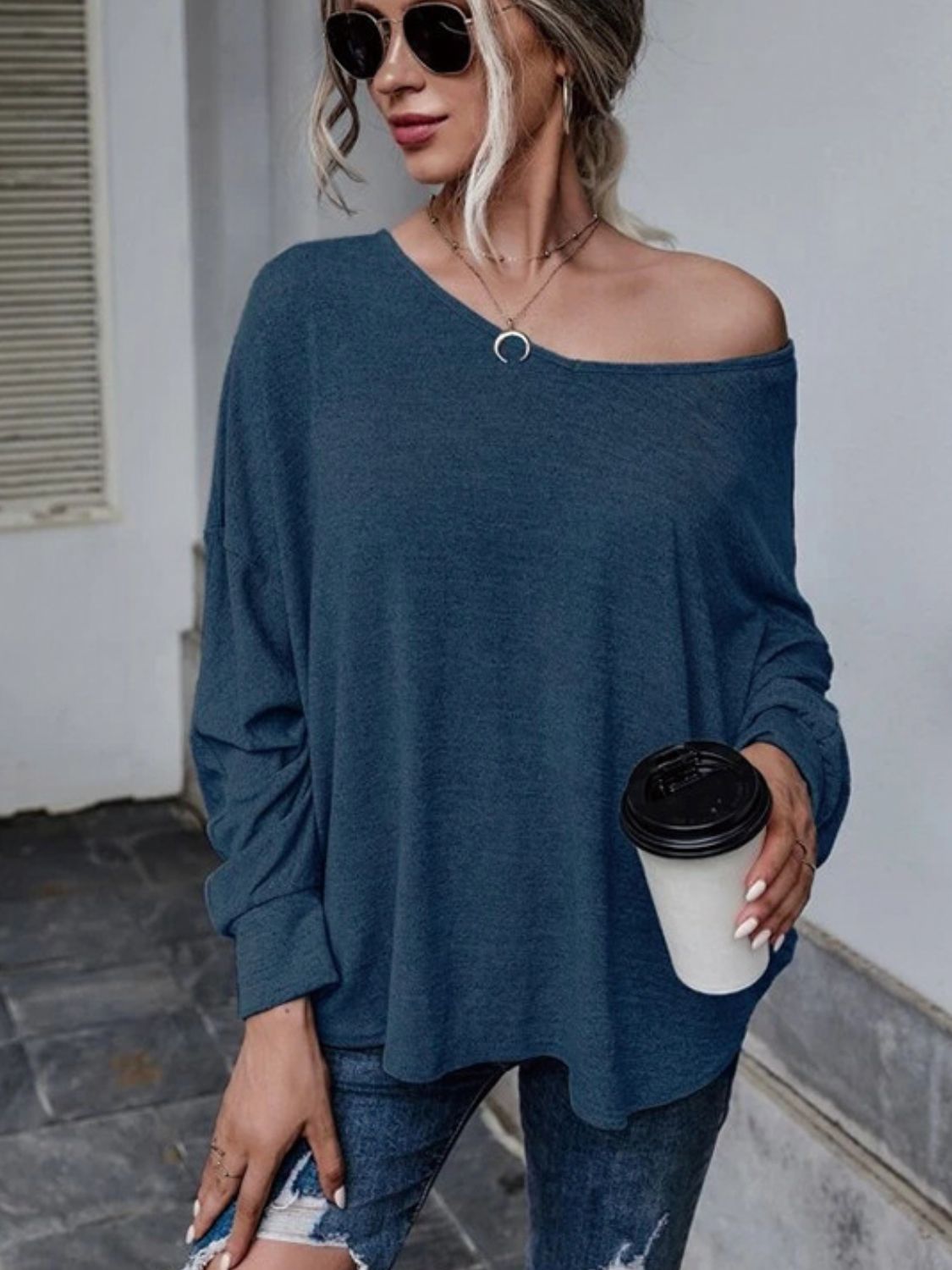 Outfit Flow - Full Size Double Tie Drop Shoulder Long Sleeve T-Shirt