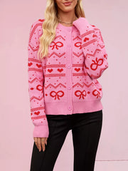 Bowknot Pattern Knit Cardigan OutfitFlow