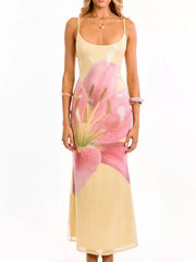 Flower Scoop Neck Maxi Cami Dress OutfitFlow