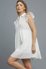 Umgee Ruffle Cap Sleeve Textured Mini Dress OutfitFlow