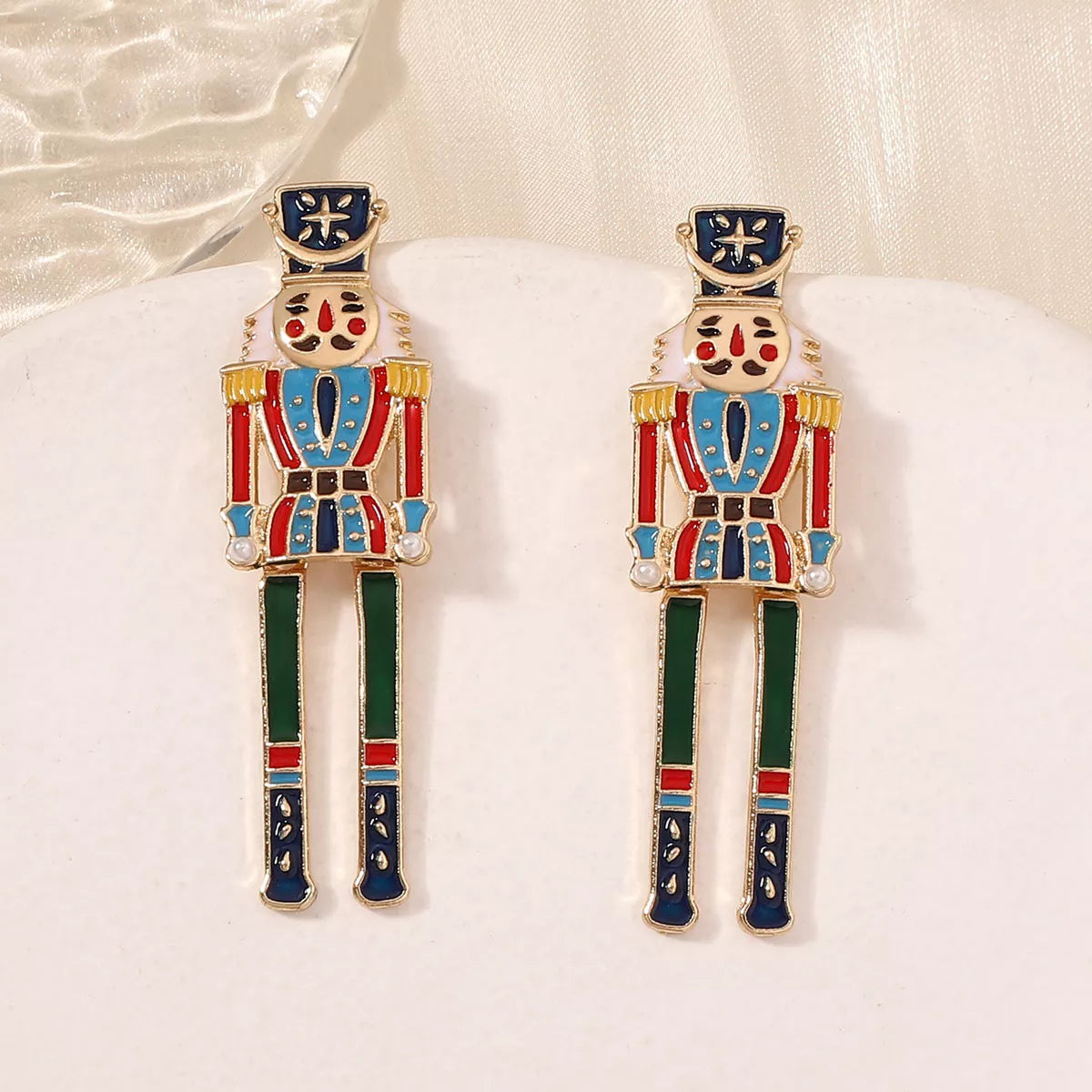 Christmas 18K Gold-Plated Nutcracker Soldier Earrings OutfitFlow