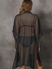Sheer Mesh Button Up Cover Up OutfitFlow