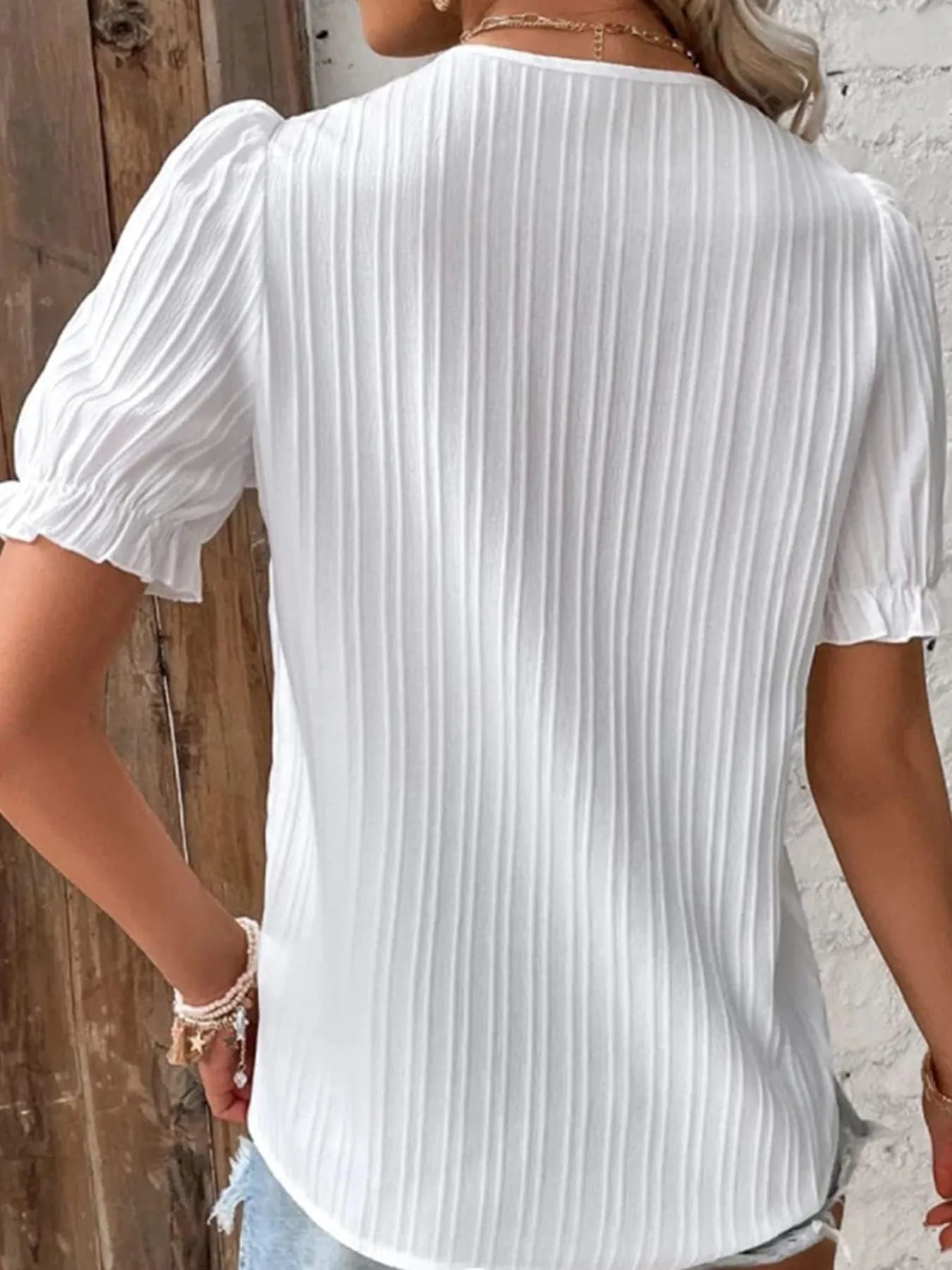 Full Size Lace Detail V-Neck Blouse Plus Size OutfitFlow