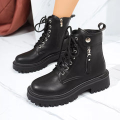 Round Toe Block Heels Boots OutfitFlow