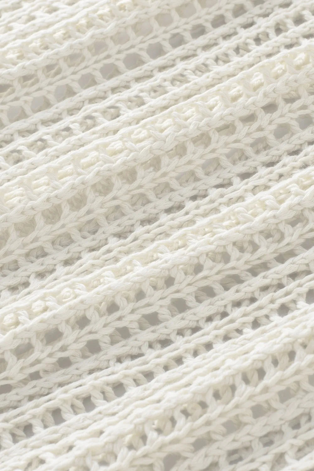 Openwork Round Neck Half Sleeve Knit Cover Up OutfitFlow