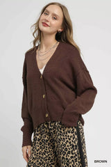 Umgee Button-Front V-Neck Knit Cardigan OutfitFlow