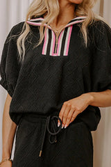 Casual Quilted Pattern Top and Skirt Two-Piece Set OutfitFlow