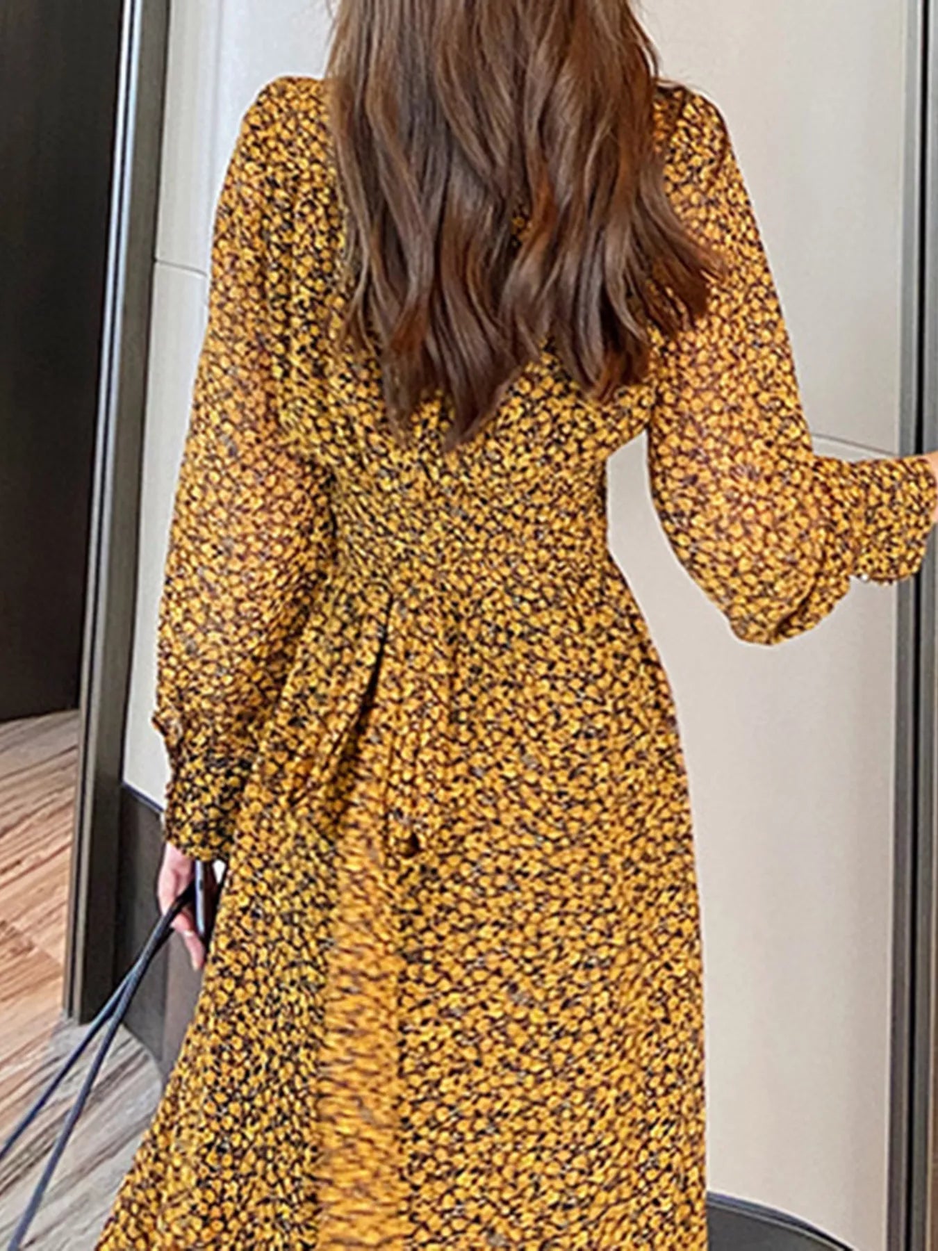 Floral Print Long Sleeve Dress OutfitFlow