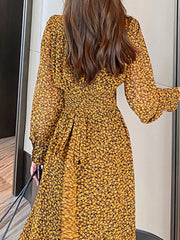 Floral Print Long Sleeve Dress OutfitFlow