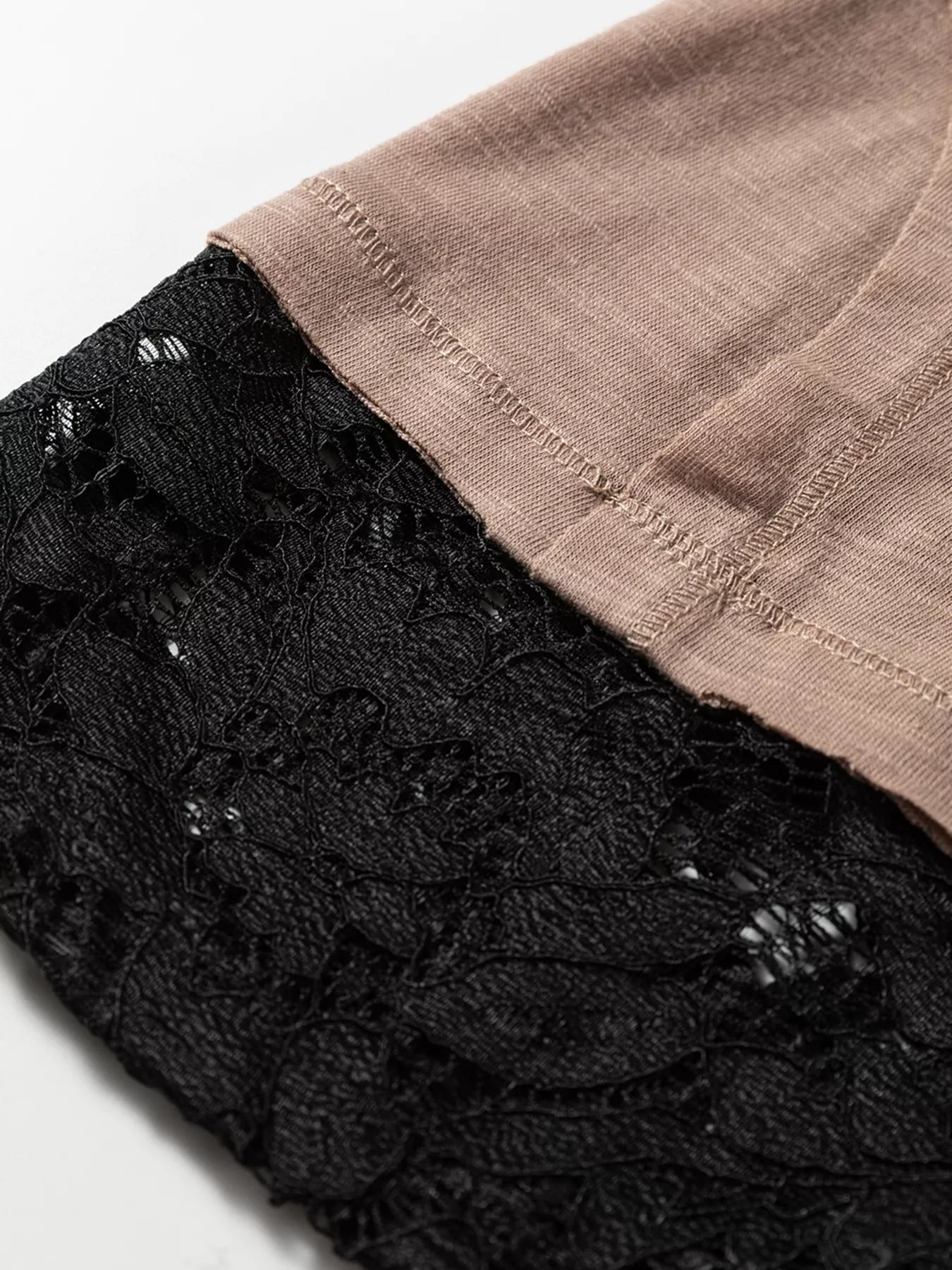 Sheer Lace Patchwork Casual Long Sleeve Tee OutfitFlow