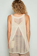POL Lace Up Crochet Lace Tank OutfitFlow