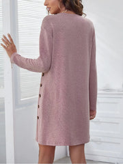 Round Neck Long Sleeve Mini Dress OutfitFlow