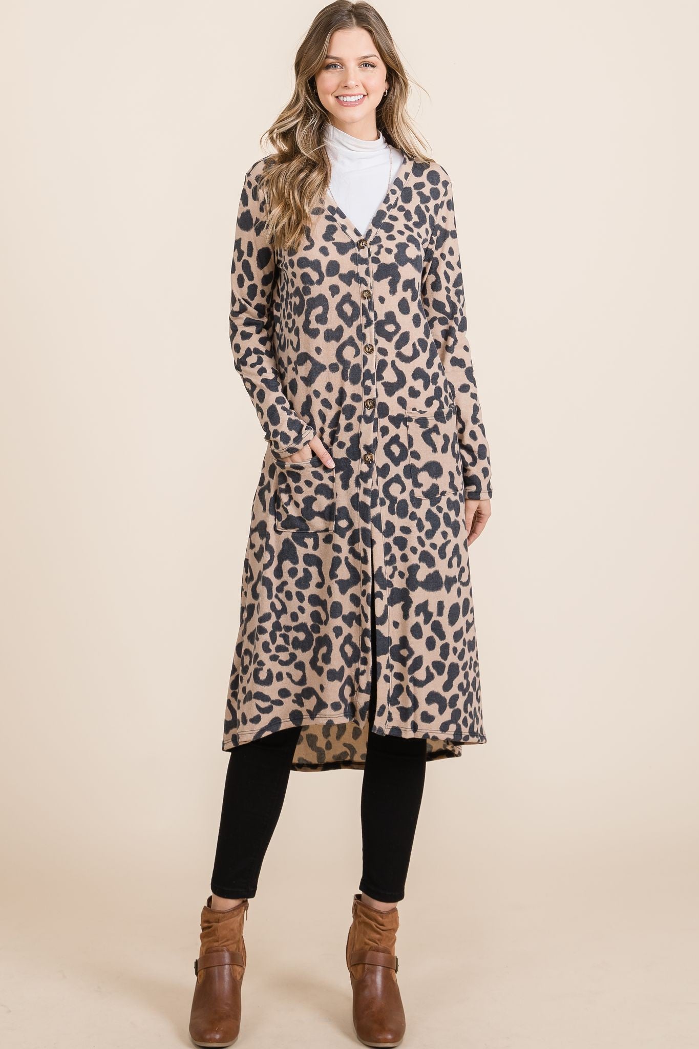 Outfit Flow - Celeste Full Size Leopard V-Neck Long Sleeve Cardigan