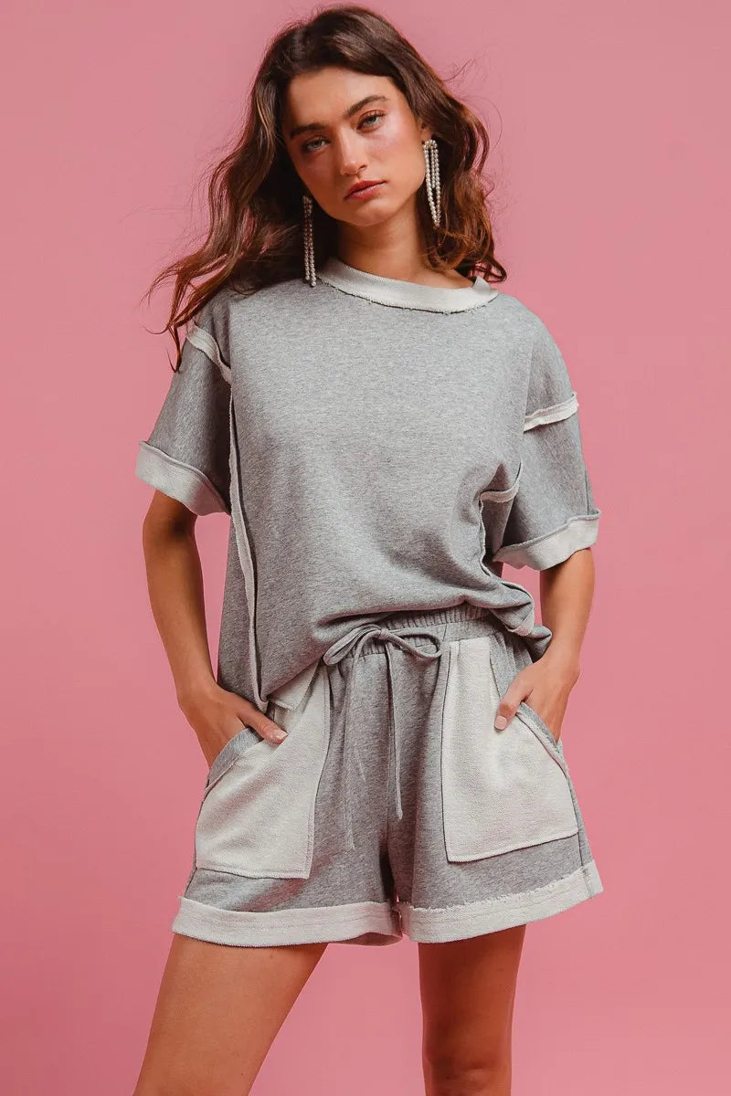 BiBi French Terry Knit Shorts with Side Pocket OutfitFlow