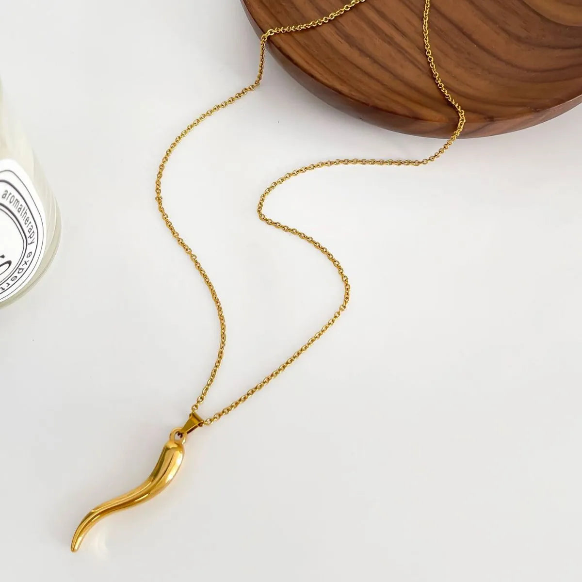 2-Piece 18K Gold-Plated Pepper Pendant Necklace OutfitFlow