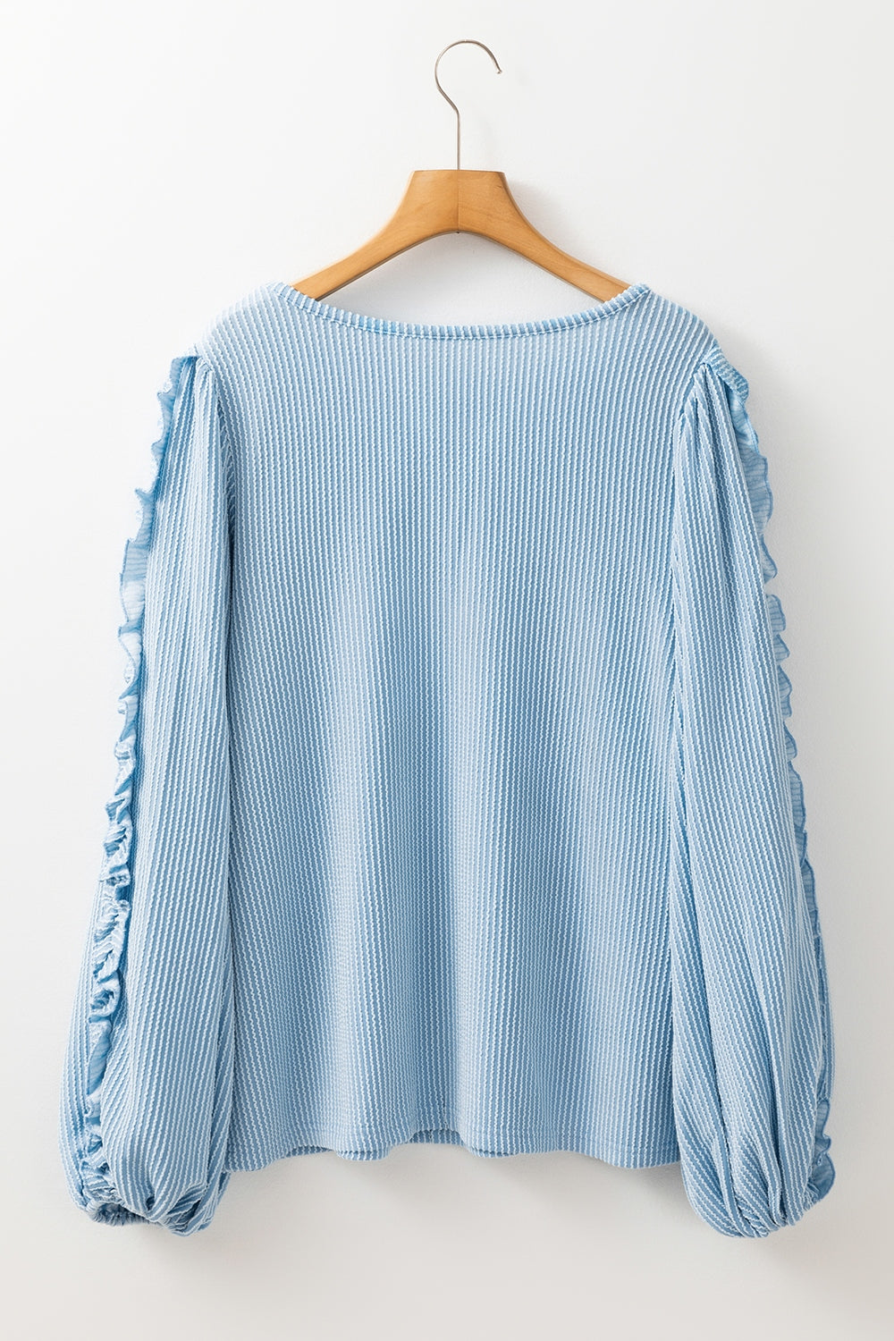 Outfit Flow - Frill Texture Round Neck Long Sleeve Sweatshirt