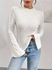 Lettuce Edge Flare Sleeve Top OutfitFlow