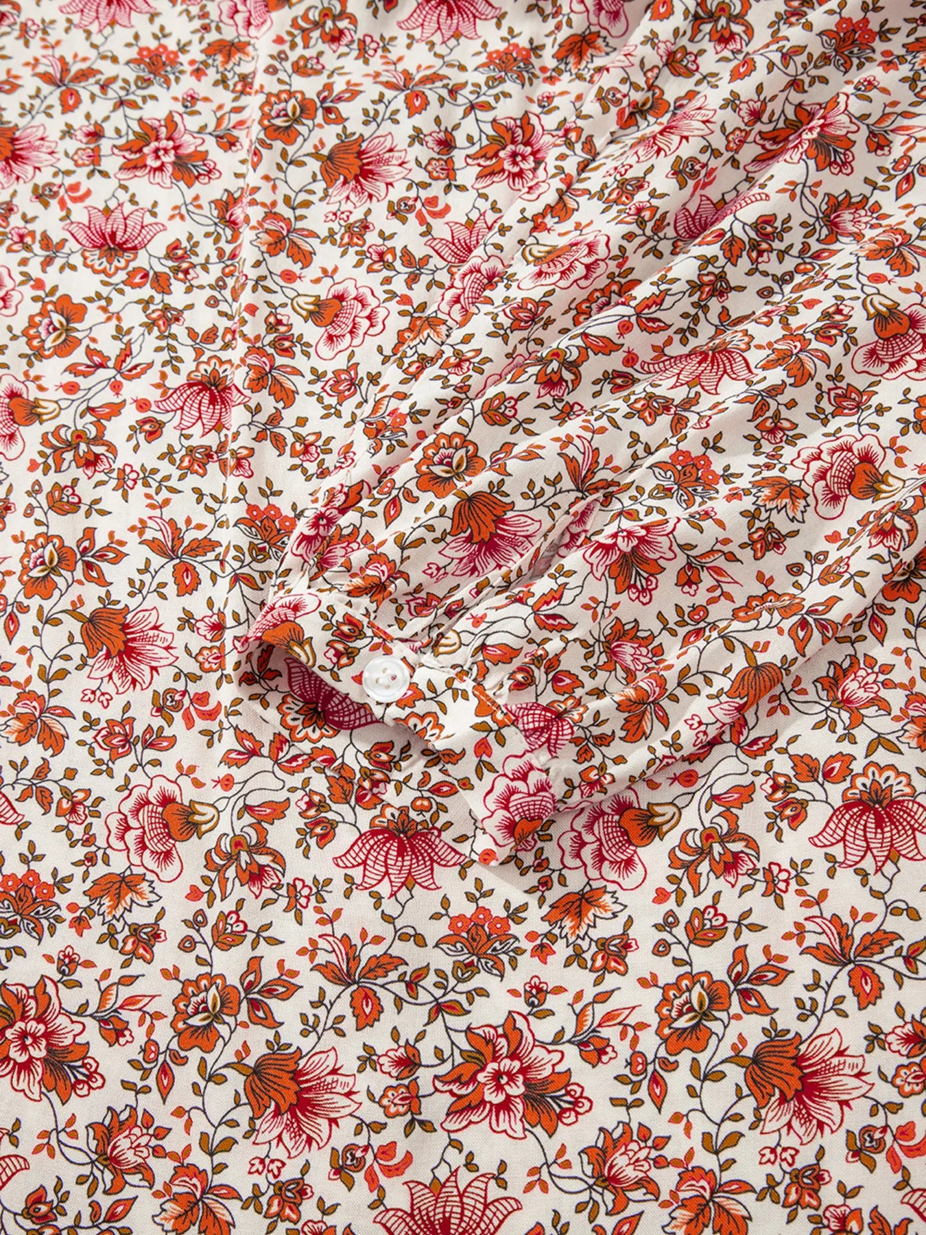 Floral Long Sleeve Button Down Blouse OutfitFlow