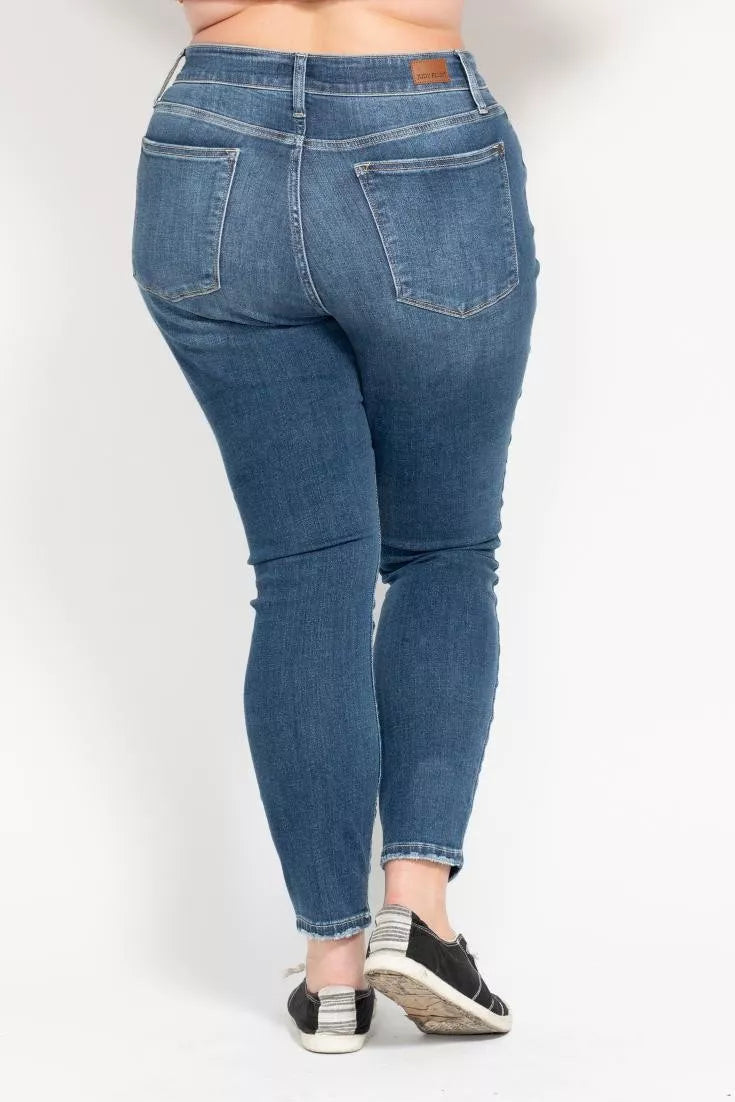 Judy Blue Full Size High Rise Button Fly Skinny Jeans Plus Size OutfitFlow