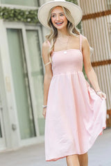And The Why Smocking Open-Back Sleeveless Midi Dress OutfitFlow