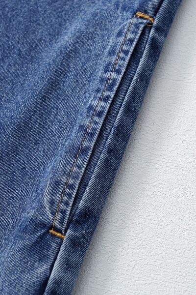 Short Sleeve Collared Patched Pocket Denim Mini Dress OutfitFlow