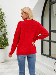 Round Neck Dropped Shoulder Sweater OutfitFlow
