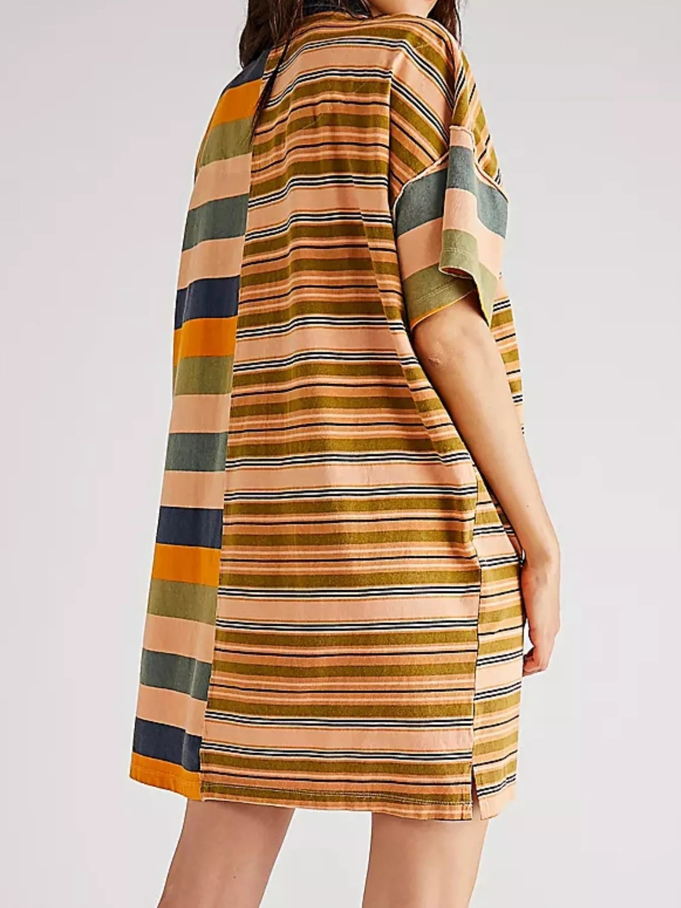 Striped Oversized Half Button Shirt Dress OutfitFlow