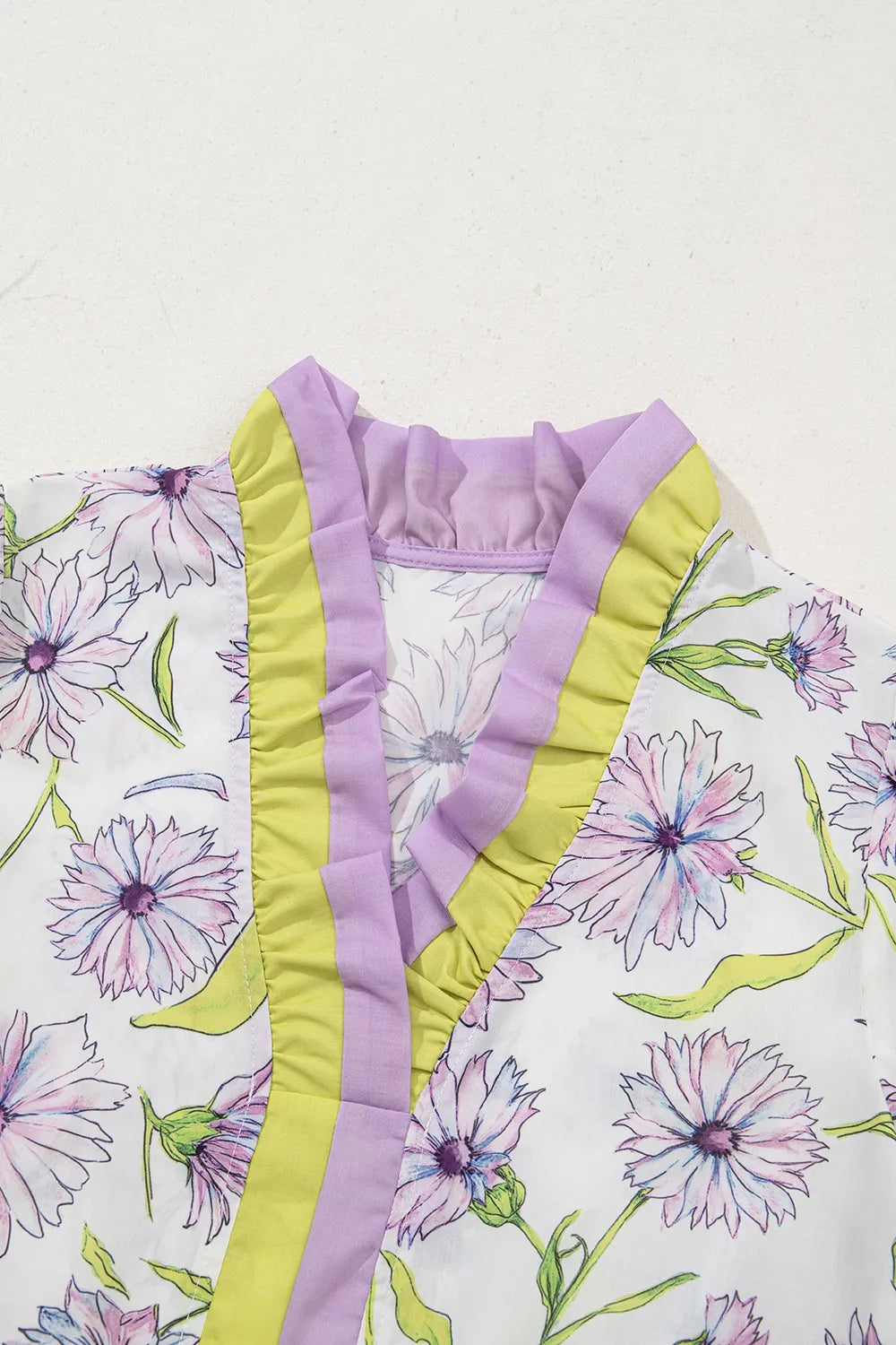 Floral Print Flounce Sleeve Peplum Blouse OutfitFlow