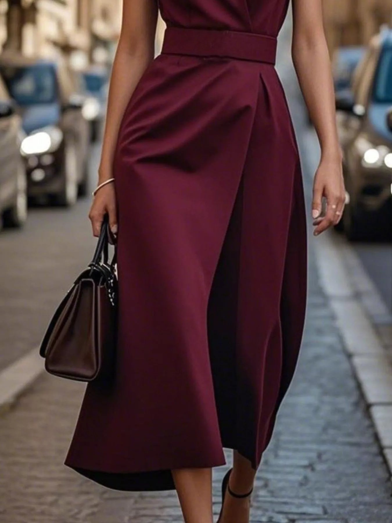 Round Neck Sleeveless Midi Dress OutfitFlow