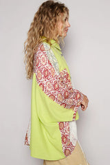 POL Thermal and Crochet Lace Mix Shirt with Floral Pattern Trendsi