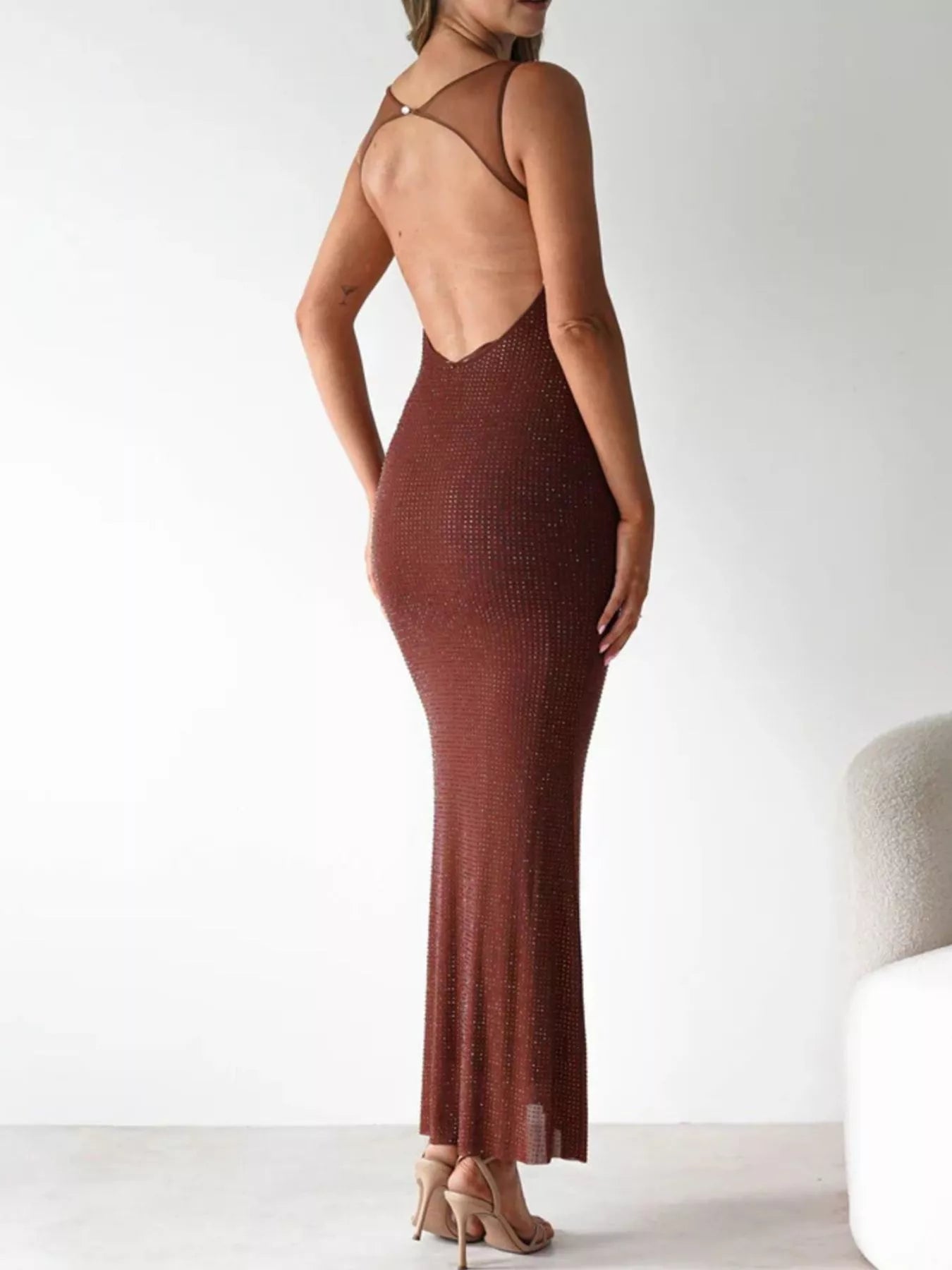 Backless Sleeveless Bodycon Maxi Dress OutfitFlow