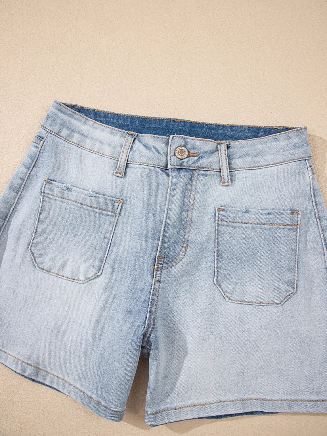 Wash High Rise Denim Shorts OutfitFlow
