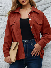 Casual Corduroy Button-Down Jacket Amber OutfitFlow